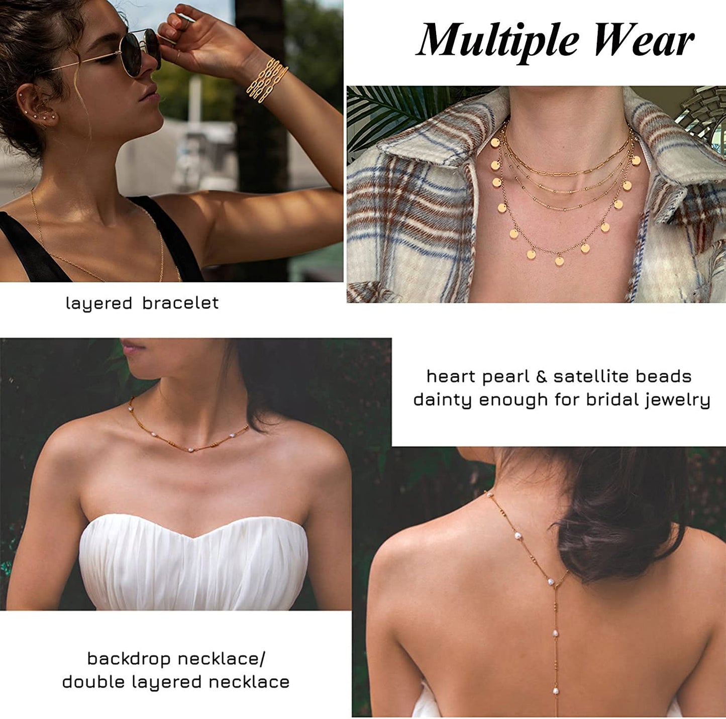 WFYOU 12Pcs Beach Bikini Belly Chain Jewelry for Women Rhinestone Beads Waist Chain Sexy Gold Body Chain Jewelry for Summer Apparel & Accessories > Jewelry > Body Jewelry WFYOU   
