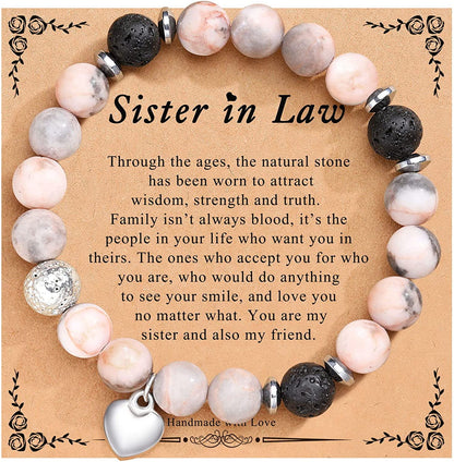 UNGENT THEM Sister/Sister in Law/Unbiological Sister/Big Sister/Best Friend/Friendship Bracelets for Women Birthday Christmas Valentine'S Day Gifts Apparel & Accessories > Jewelry > Bracelets UNGENT THEM Sister in Law-Lava&Pink  
