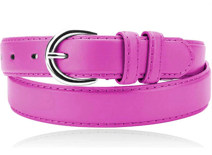 Women'S Casual Solid Colors Faux Leather 1" Belt with Single Prong Buckle Apparel & Accessories > Clothing Accessories > Belts JOTW Fuchsia Small 