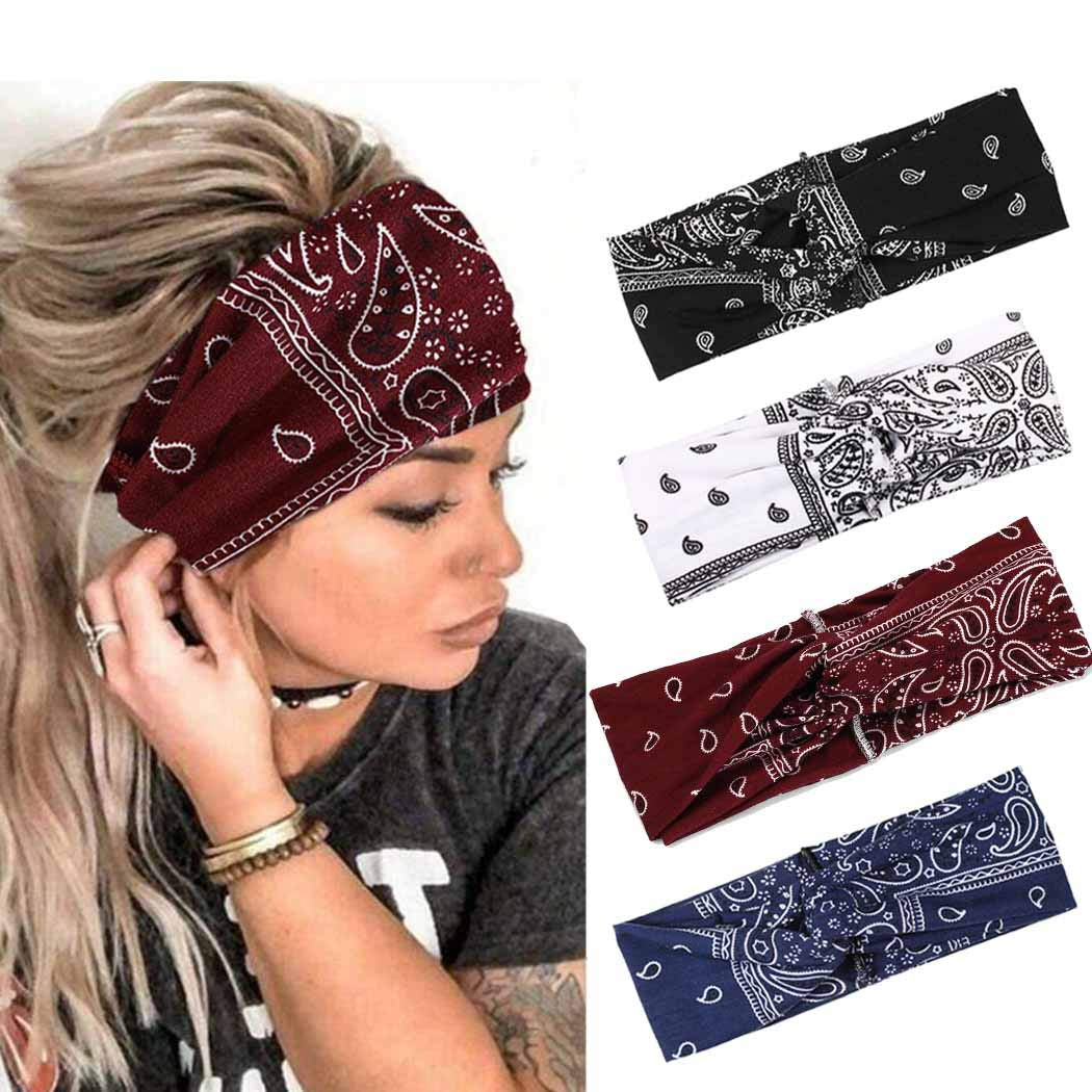 Gortin Boho Headbands Criss Cross Hair Bands Stretch Yoga Sweatband Turban Tie Dye Wide Head Wraps Twist Head Bands for Women and Girls4 Pcs (A-Tie Dye) Apparel & Accessories > Clothing Accessories > Bandanas & Headties GORTIN D-Elegant  