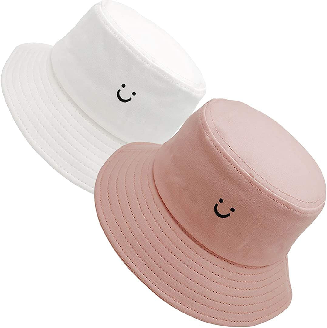 Maxnova Bucket Hats Summer Travel Beach Sun Hat Outdoor Cap Unisex 2Pack Apparel & Accessories > Clothing Accessories > Hats MaxNova 2pack White/Pink  