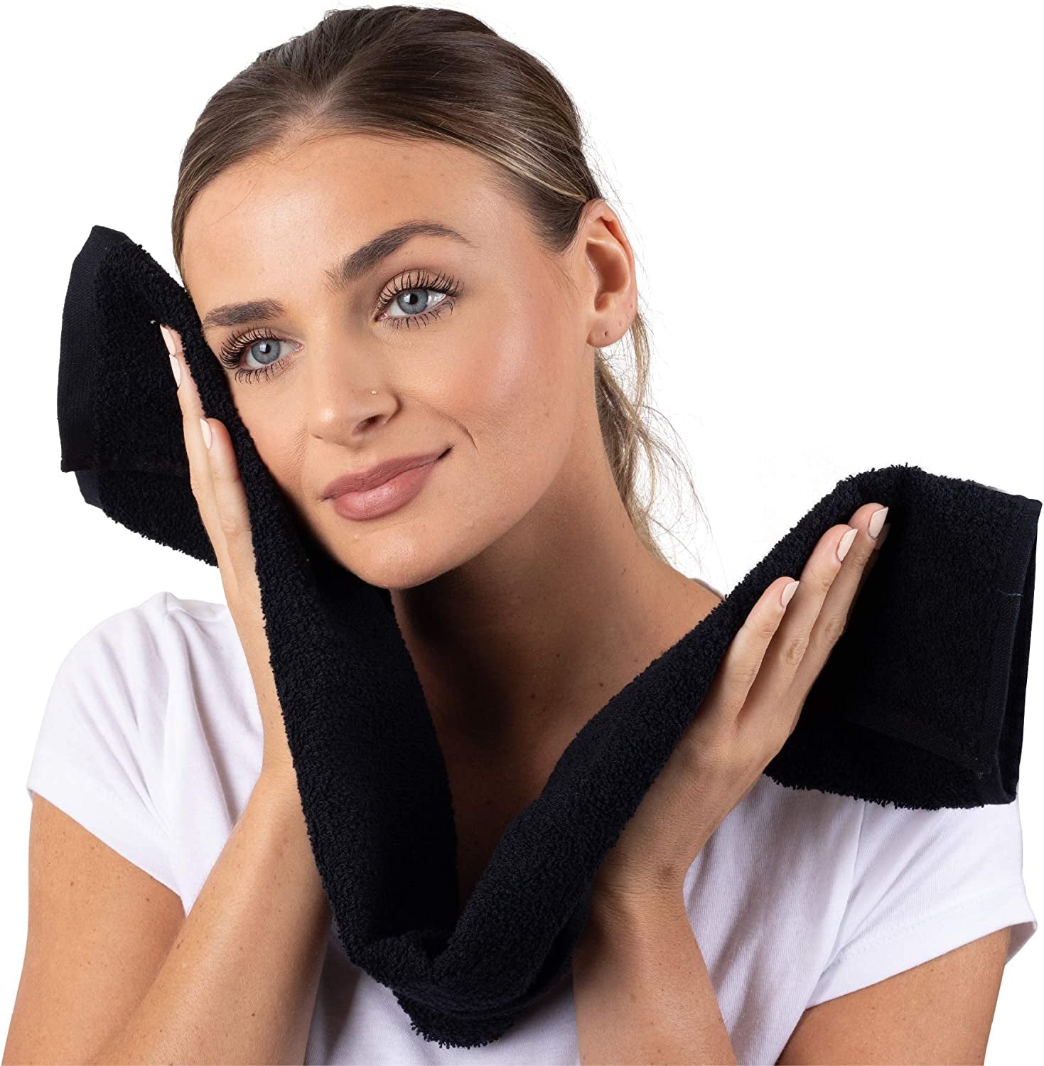 Groko Textiles Black Bleach Proof Towels Set, 24 Pack 100% Cotton 16" X 27" Color Safe, Stain Resistant, Quick Drying Towels for Beauty, Hair and Nail Salon, Gym, Spa and Home Hair Care Health & Beauty > Personal Care > Hair Care Groko Textiles   