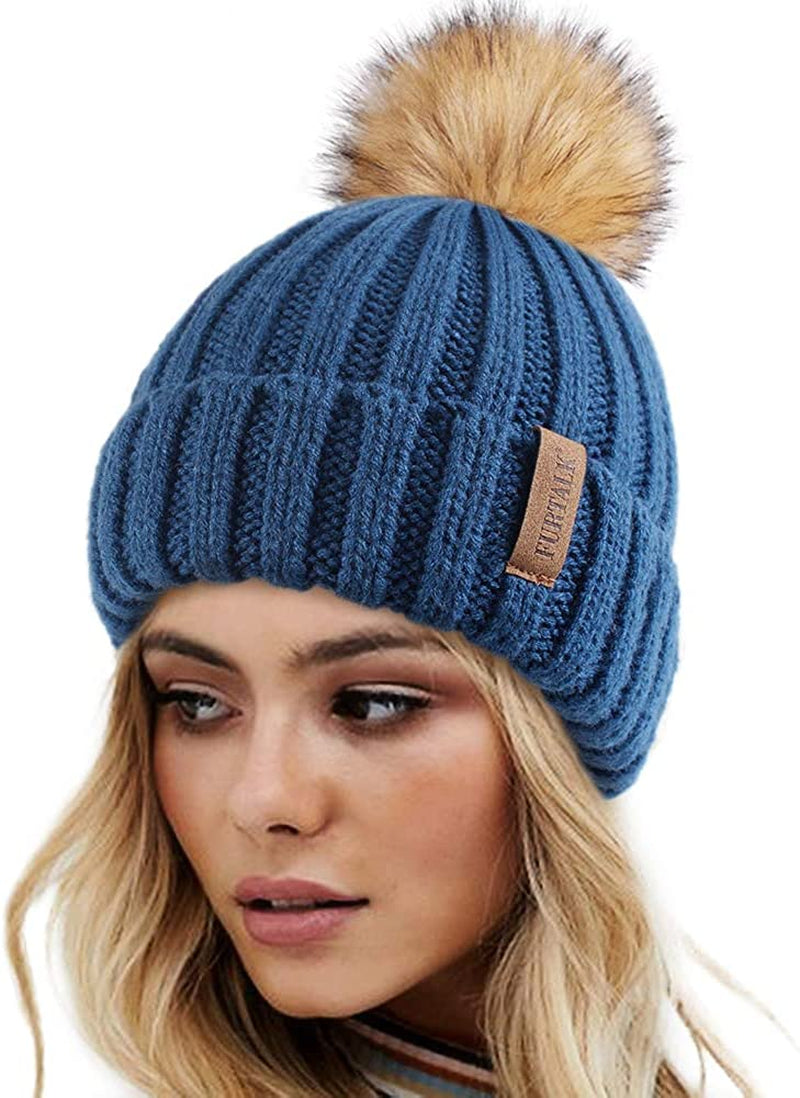 FURTALK Womens Winter Knitted Beanie Hat with Faux Fur Pom Warm Knit Skull Cap Beanie for Women… Apparel & Accessories > Clothing Accessories > Hats KYLIE MAX   