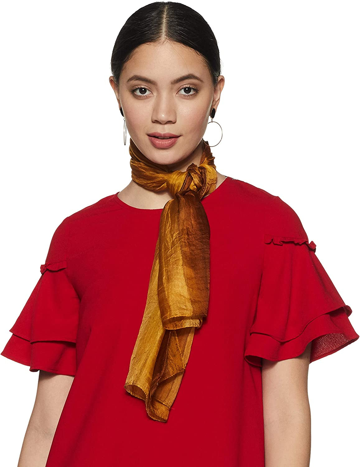 Stylore 100% Silk Scarf Long Lightweight Sunscreen Shawl Wrap Scarves Apparel & Accessories > Clothing Accessories > Scarves & Shawls Stylore Stripe Golden  