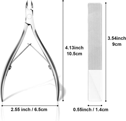 CGBE Nail Cuticle Trimmer & Nano Nail File Professional Cuticle Cutter Stainless Steel Cuticle Nippers with Sharp Blades for Nail Care Pedicure Manicure Nail Tools (Silver) Health & Beauty > Personal Care > Cosmetics > Cosmetic Tools > Nail Tools CGBE   