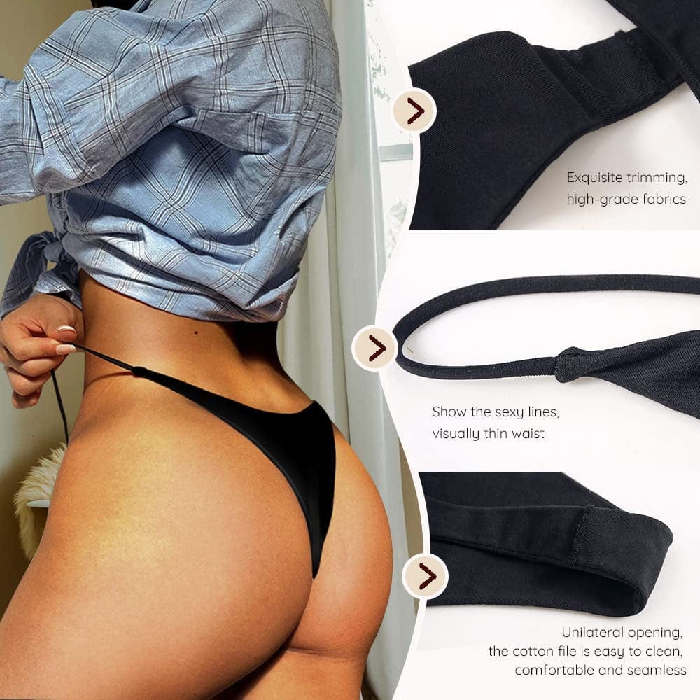 Chahoo Sexy Underwear for Women Thong Low Rise G-String Panties 5-Pack Low Waist T Back String Underpants Gift for Women