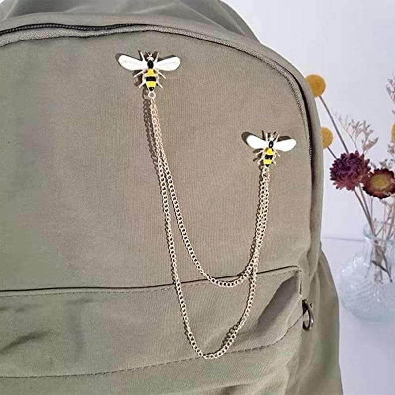 Chain Brooch Suit Stud，Bee Collar Pins, Collar Chain, Collar Brooch, Lapel Pin, Bee Pin, Bee Brooch，