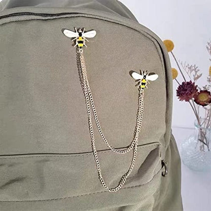 Chain Brooch Suit Stud，Bee Collar Pins, Collar Chain, Collar Brooch, Lapel Pin, Bee Pin, Bee Brooch，