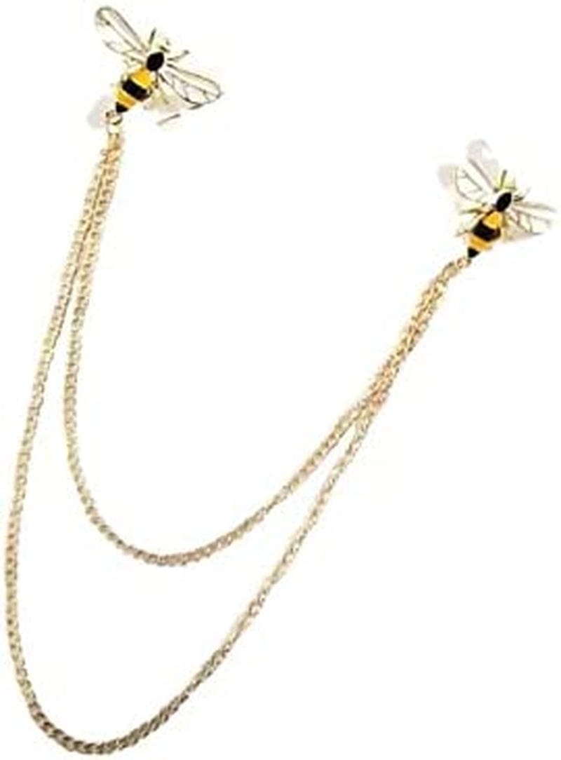 Chain Brooch Suit Stud，Bee Collar Pins, Collar Chain, Collar Brooch, Lapel Pin, Bee Pin, Bee Brooch，