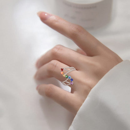 Chakra Rings for Women Sterling Silver Lotus Flower Hamsa Adjustable Ring Healing Crystals Jewelry Christmas Gifts for Mom Daughter Yoga Lover 6#-8#