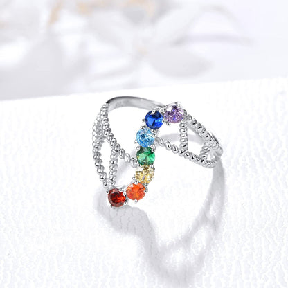 Chakra Rings for Women Sterling Silver Lotus Flower Hamsa Adjustable Ring Healing Crystals Jewelry Christmas Gifts for Mom Daughter Yoga Lover 6#-8#