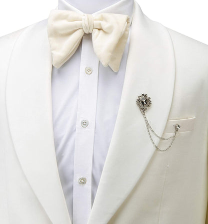 Champagne Stone with Silver Engraving Metal Crystal Chain Brooch/Collar Pin/Lapel Pins for Men