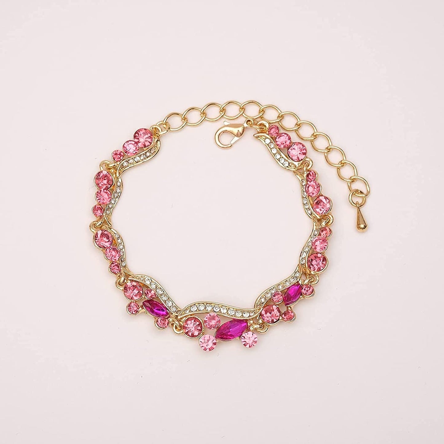 Chaoyite Elegant Austrian Crystal Bridal Choker Necklace Earring Link Bracelet Sets Wedding Prom Costume Jewelry for Bride Bridesmaid Women