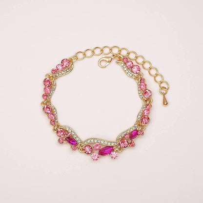 Chaoyite Elegant Austrian Crystal Bridal Choker Necklace Earring Link Bracelet Sets Wedding Prom Costume Jewelry for Bride Bridesmaid Women
