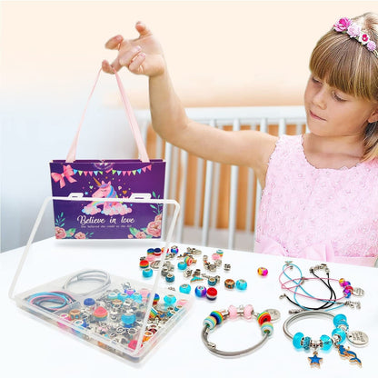Charm Bracelet Making Kit,Jewelry Making Supplies Beads,Unicorn/Mermaid Crafts Gifts Set for Girls Teens Age 8-12