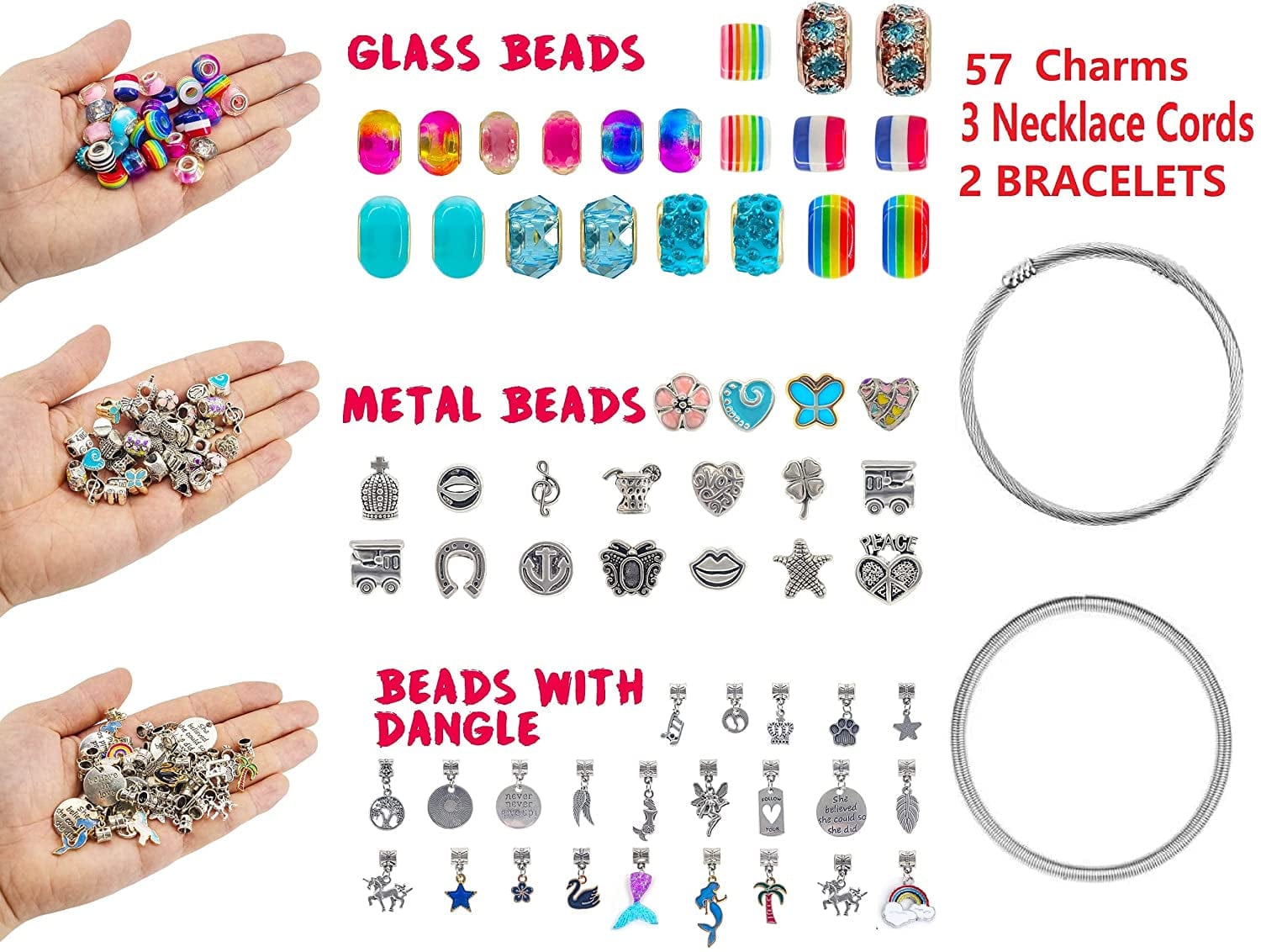 Charm Bracelet Making Kit,Jewelry Making Supplies Beads,Unicorn/Mermaid Crafts Gifts Set for Girls Teens Age 8-12