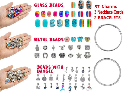 Charm Bracelet Making Kit,Jewelry Making Supplies Beads,Unicorn/Mermaid Crafts Gifts Set for Girls Teens Age 8-12