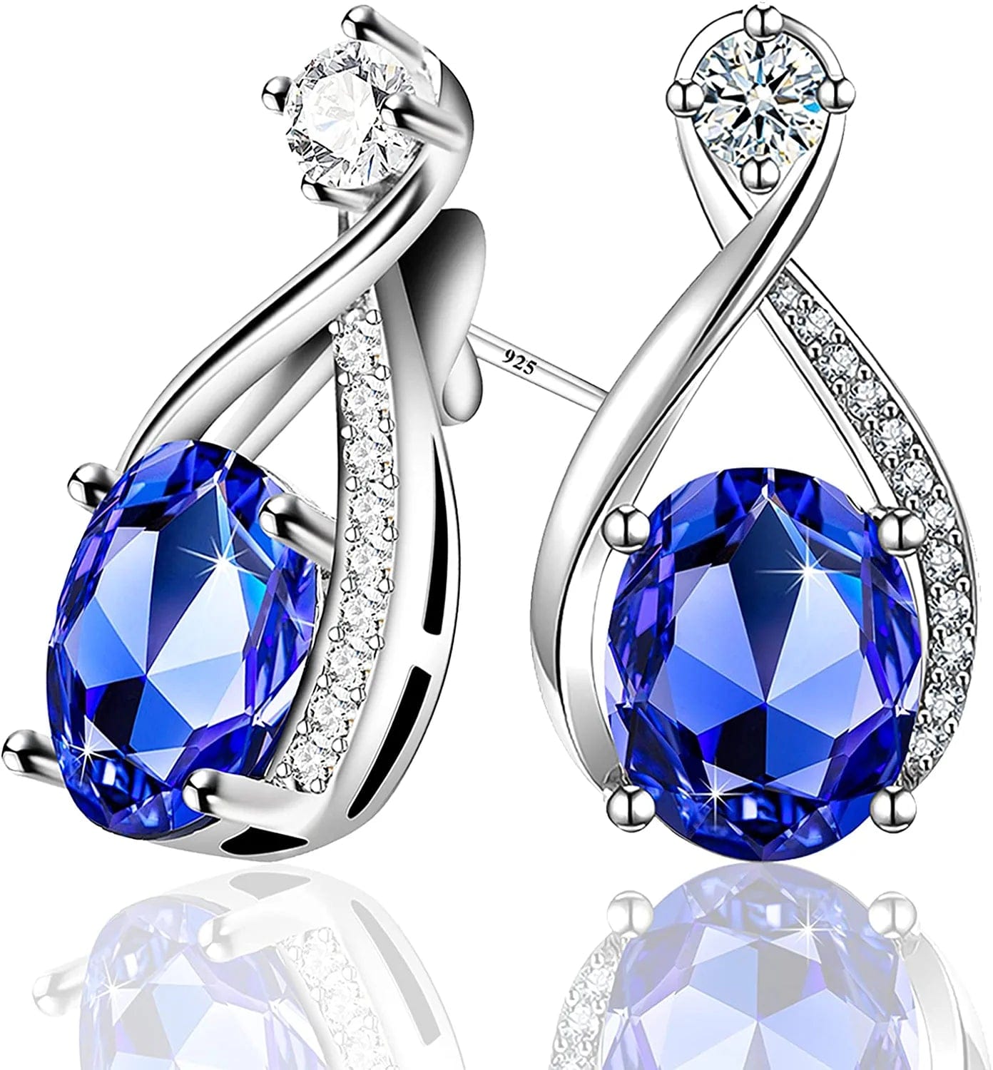 Charming Nobile Crystal Jewelry Sets with Sapphire Blue Necklace 18K White Gold Bracelet Earrings for Women Light Blue