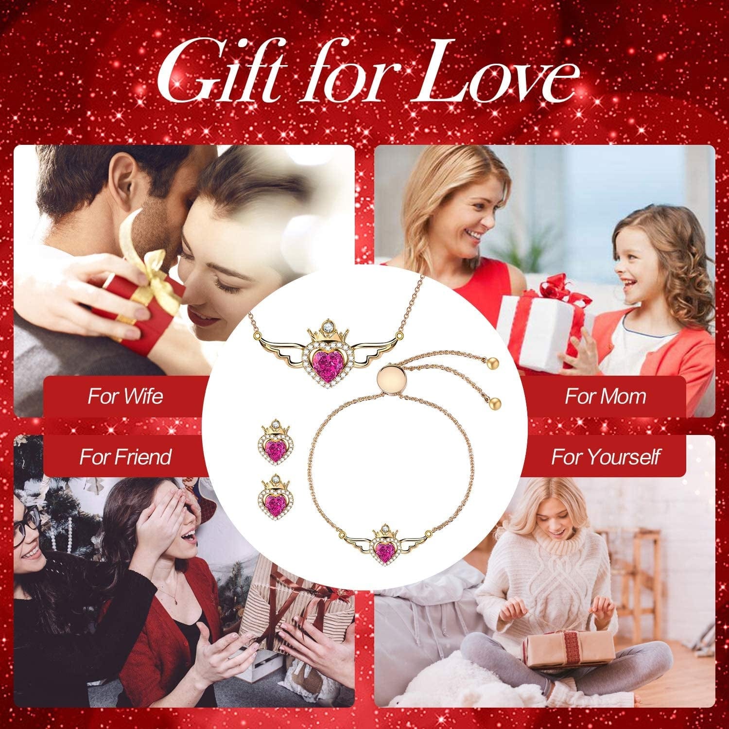 Charming Nobile Crystal Jewelry Sets with Sapphire Blue Necklace 18K White Gold Bracelet Earrings for Women