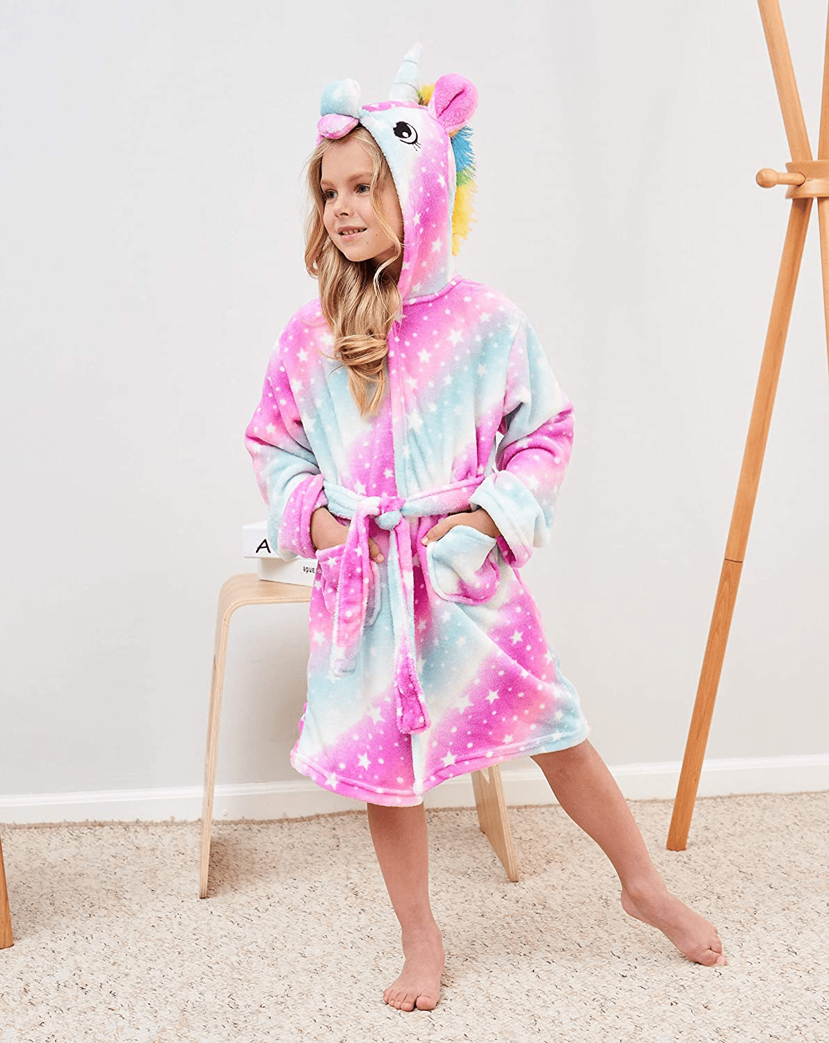 CHETOSHO Soft Hooded Robe with Matching Slippers for Girls Apparel & Accessories > Clothing > Sleepwear & Loungewear > Robes Kylie Max   