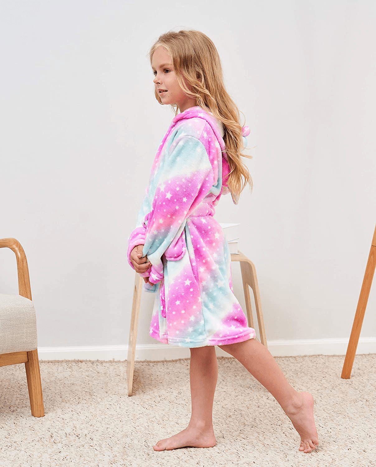 CHETOSHO Soft Hooded Robe with Matching Slippers for Girls Apparel & Accessories > Clothing > Sleepwear & Loungewear > Robes Kylie Max   