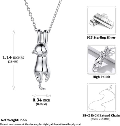 Chicsilver 925 Sterling Silver Cat/Shark/Hedgehog Pendant Necklace Cute Animal Jewelry for Women Teen Girls