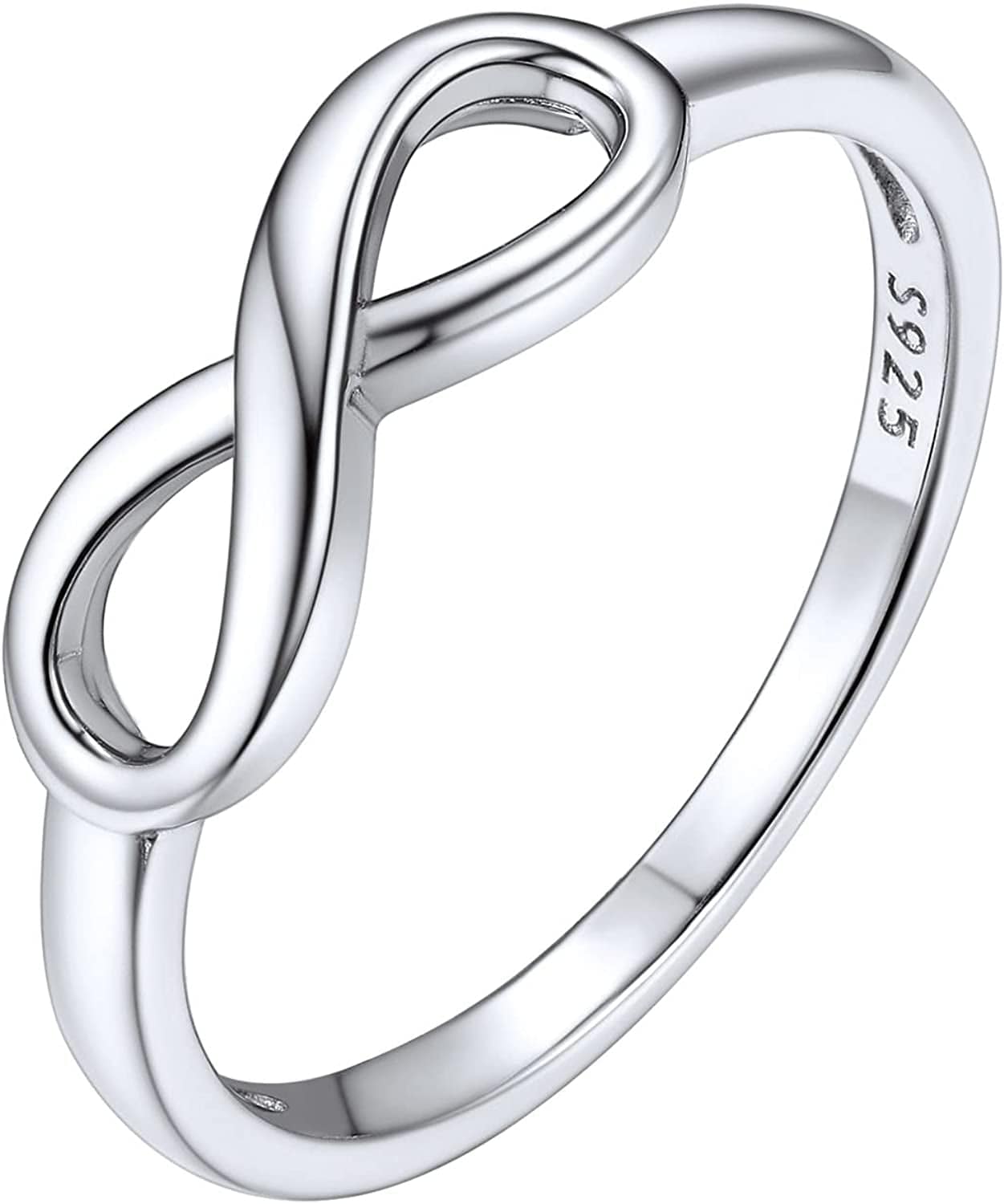 Chicsilver Personalized 925 Sterling Silver Ring Simple Infinity Knot Rings Custom Engraved Eternity Wedding Band Promise Rings Size 4-12 Infinity-Silver / 11