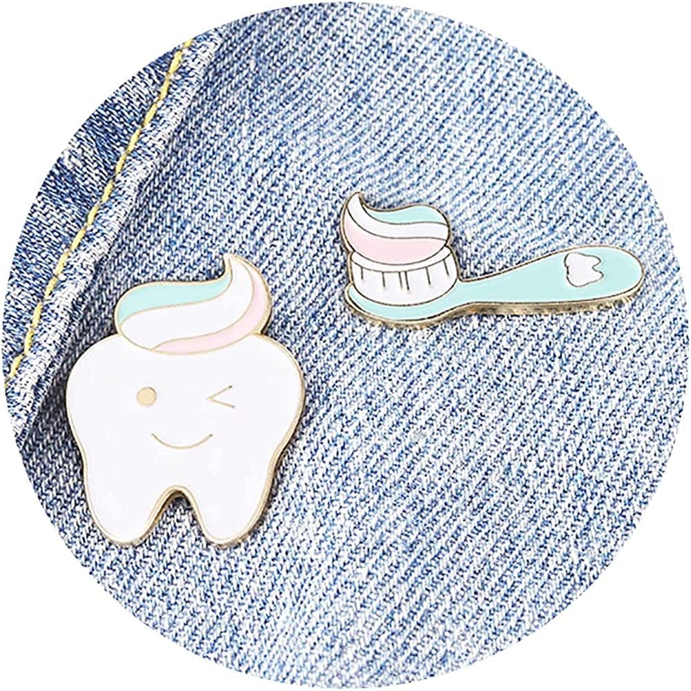 Chill Pill Pin Girls' Brooches Women'S Brooches & Pins Medical Jewelry Enamel Brooch Set Nurse Doctor Graduation Medical Student for Woman Chemistry Brooch（2 Pieces ） Tooth Brooch