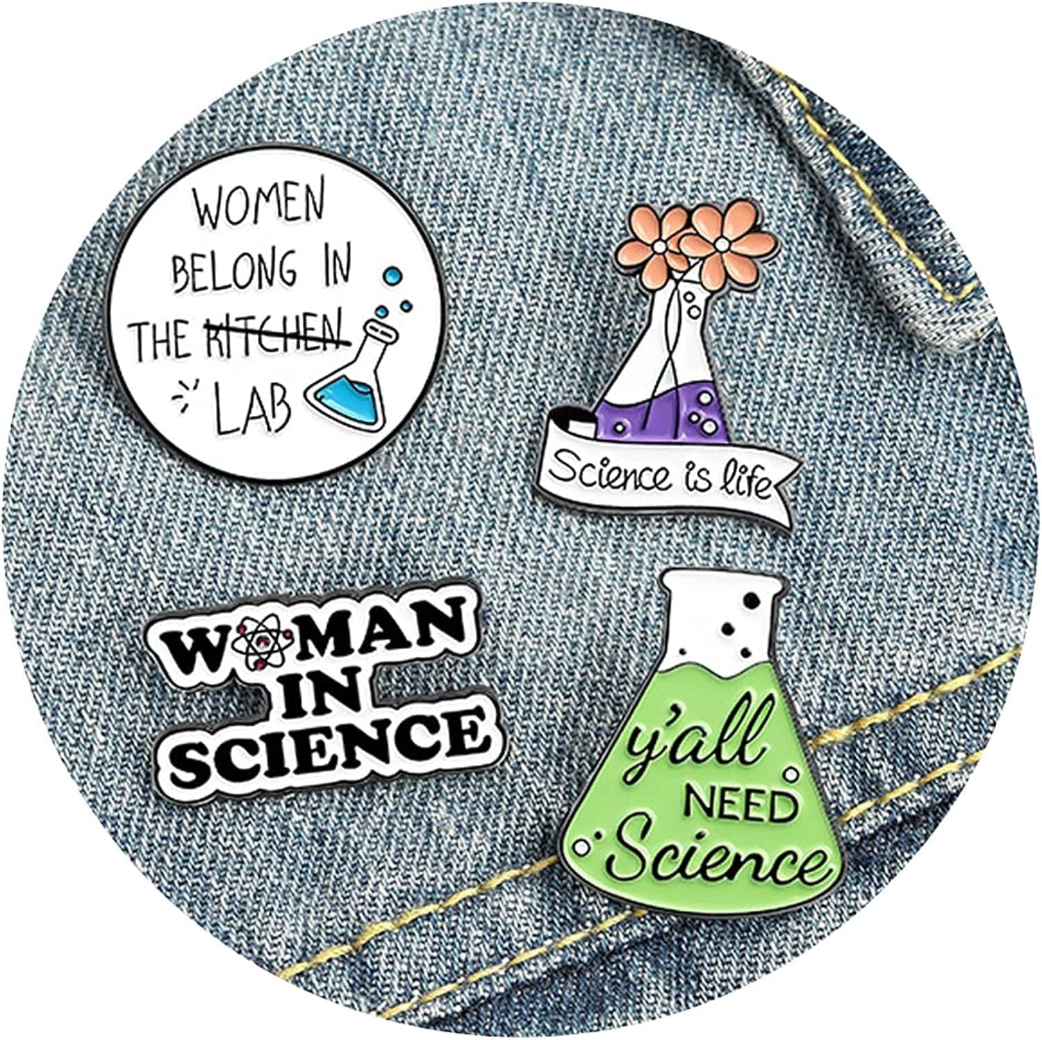 Chill Pill Pin Girls' Brooches Women'S Brooches & Pins Medical Jewelry Enamel Brooch Set Nurse Doctor Graduation Medical Student for Woman Chemistry Brooch（2 Pieces ） Chemical Experiment Beaker Brooch Anti-glare Pin 4 pieces