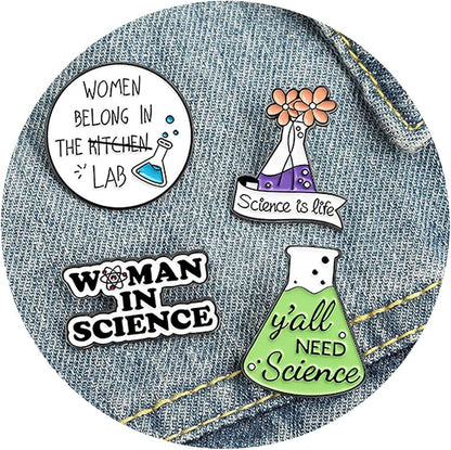 Chill Pill Pin Girls' Brooches Women'S Brooches & Pins Medical Jewelry Enamel Brooch Set Nurse Doctor Graduation Medical Student for Woman Chemistry Brooch（2 Pieces ） Chemical Experiment Beaker Brooch Anti-glare Pin 4 pieces