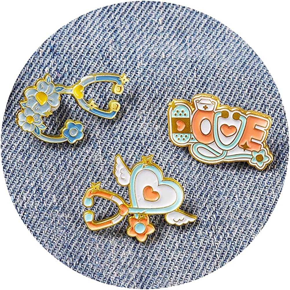 Chill Pill Pin Girls' Brooches Women'S Brooches & Pins Medical Jewelry Enamel Brooch Set Nurse Doctor Graduation Medical Student for Woman Chemistry Brooch（2 Pieces ） Stethoscope Brooch Pins 3PCS Cute Pins
