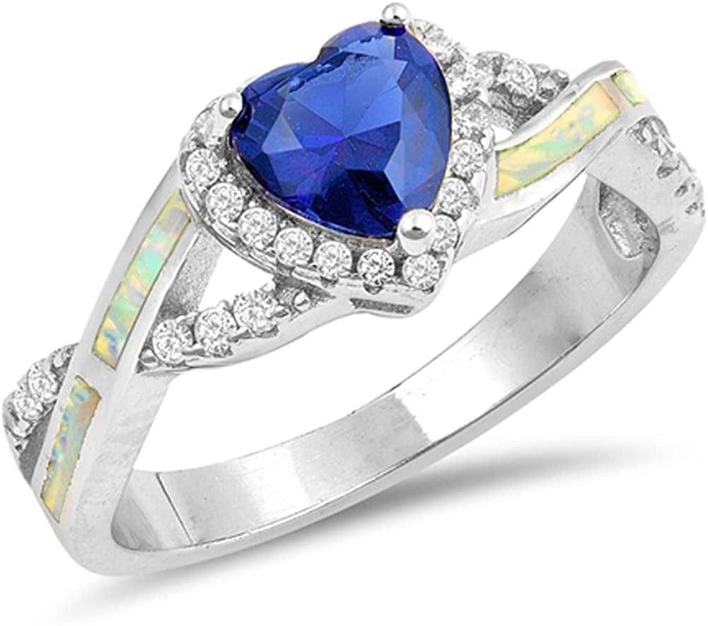 CHOOSE YOUR COLOR Sterling Silver Heart Halo Promise Ring