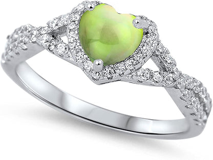 CHOOSE YOUR COLOR Sterling Silver Heart Halo Promise Ring