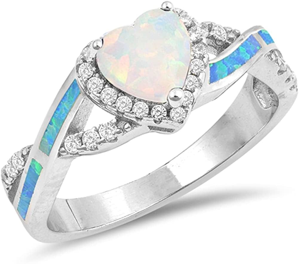 CHOOSE YOUR COLOR Sterling Silver Heart Halo Promise Ring
