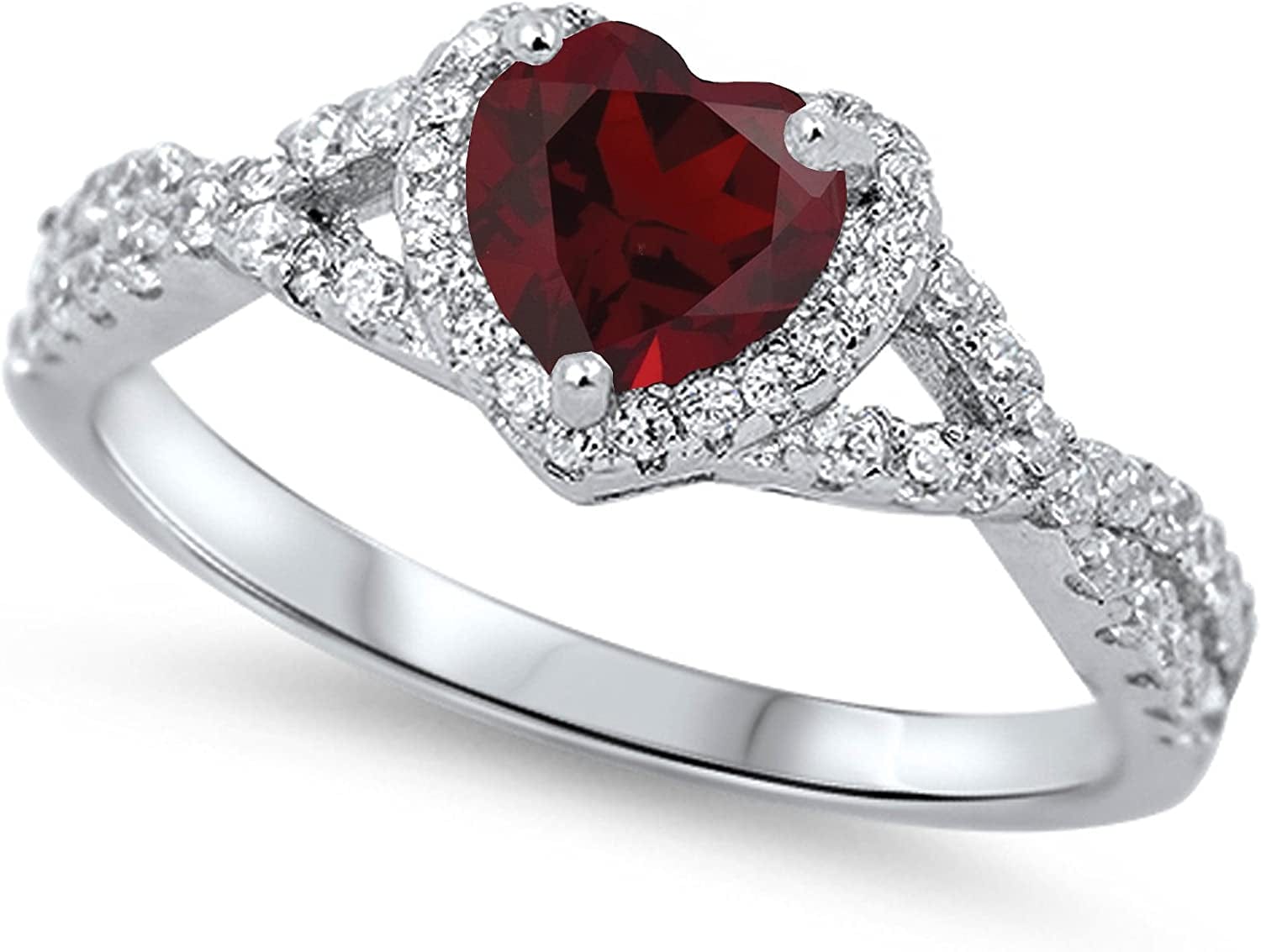CHOOSE YOUR COLOR Sterling Silver Heart Halo Promise Ring