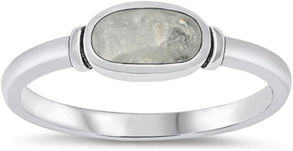 CHOOSE YOUR COLOR Sterling Silver Oval Ring Simulated Moonstone / 5
