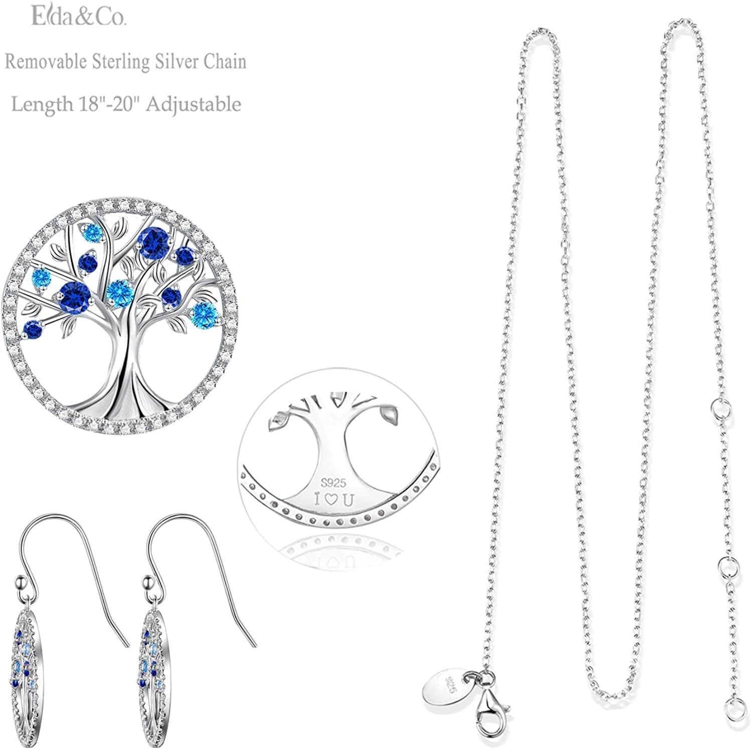 Christmas Birthday Gifts Tree of Life Necklace January Birthstone Garnet Necklace Women Mom Wife Emerald Peridot Blue Topaz Valentines Jewelry Gifts Her Sterling Silver