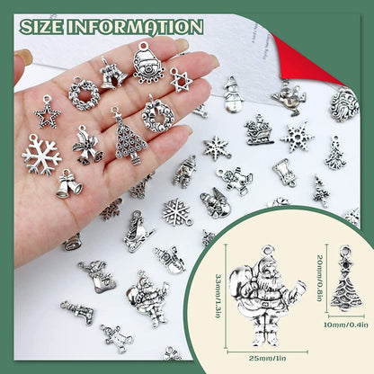 Christmas Charms, Wholesale Bulk Lots Christmas Charm Mixed Tibetan Silver Metal Beads Pendants DIY for Necklace Bracelet Jewelry Making Crafting and Christmas Ornaments