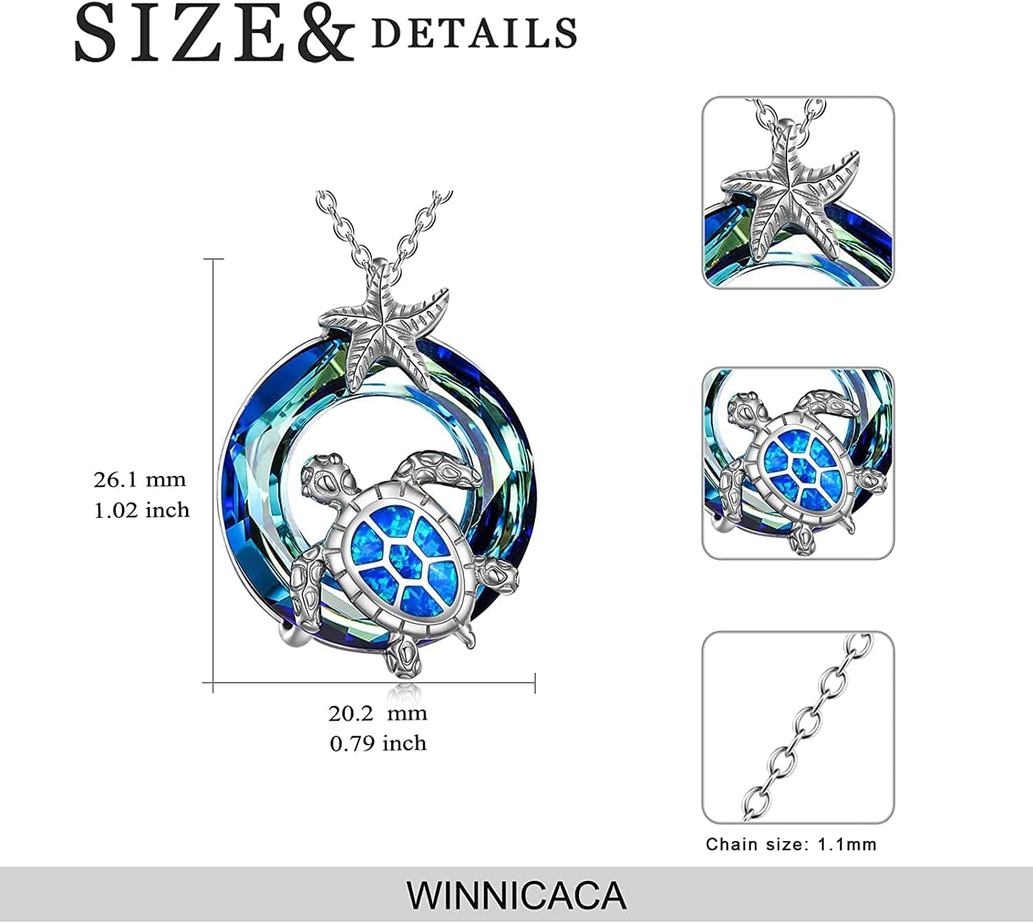 Christmas Gifts for Women Sea Turtle Tortoise Necklaces Sterling Silver Sea Crystal Pendant Necklaces Ocean Jewellery for Women Wife Gifts