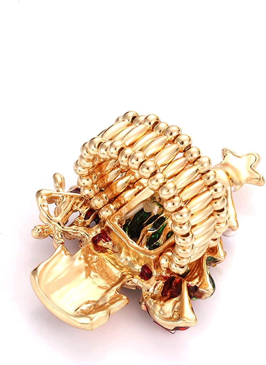 Christmas Ring Handmade Xmas Tree Santa Claus Berry Fern Mistletoe Elastic Stretch Rings Holiday Rhinestone Ring Jewelry