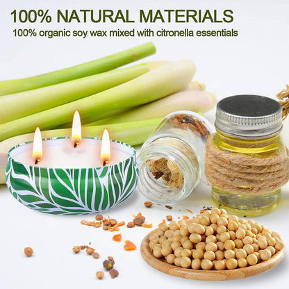 Citronella Candles Outdoor Large 3 X 14Oz, 240 Hours Burning Time 3-Wicks Soy Wax Jar Candles for Home Patio Yard Garden Balcony Backyard