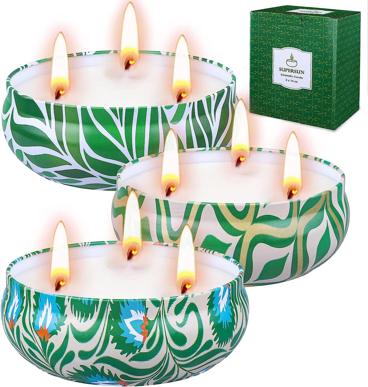 Citronella Candles Outdoor Large 3 X 14Oz, 240 Hours Burning Time 3-Wicks Soy Wax Jar Candles for Home Patio Yard Garden Balcony Backyard