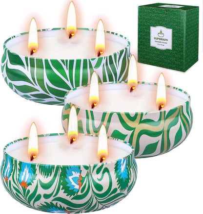 Citronella Candles Outdoor Large 3 X 14Oz, 240 Hours Burning Time 3-Wicks Soy Wax Jar Candles for Home Patio Yard Garden Balcony Backyard