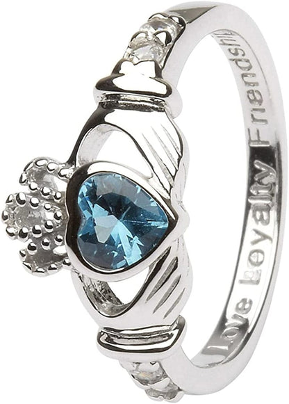 Claddagh Ring December Birth Month Sterling Silver SL90-12. Made in Ireland. 6.5