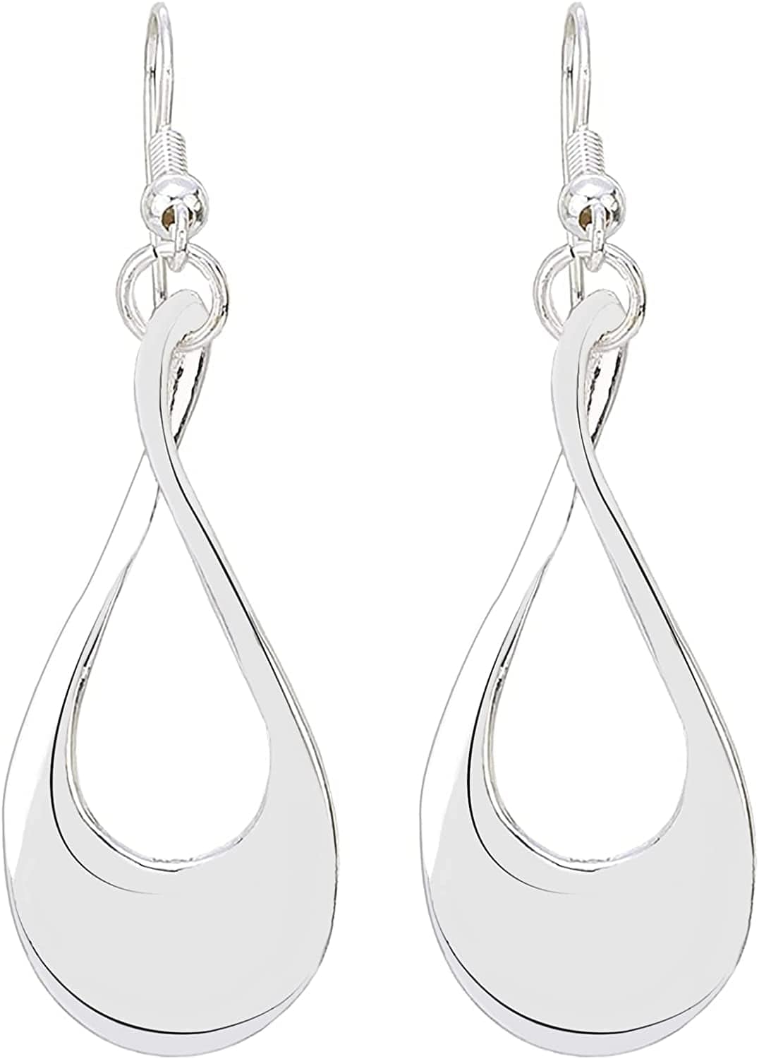 Classic Jewelry Collection Teardrop Necklace with 18" Inch Snake Chain and Earring Set in Silver