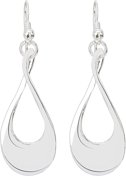 Classic Jewelry Collection Teardrop Necklace with 18" Inch Snake Chain and Earring Set in Silver