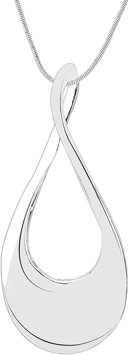Classic Jewelry Collection Teardrop Necklace with 18" Inch Snake Chain and Earring Set in Silver