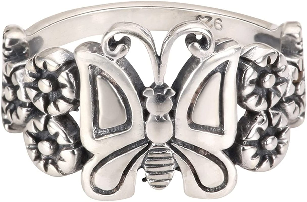 Closeoutwarehouse 925 Sterling Silver Butterfly Flower Forever Ring (Sizes 4-15)