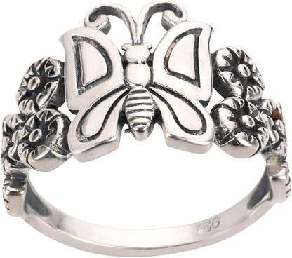 Closeoutwarehouse 925 Sterling Silver Butterfly Flower Forever Ring (Sizes 4-15)