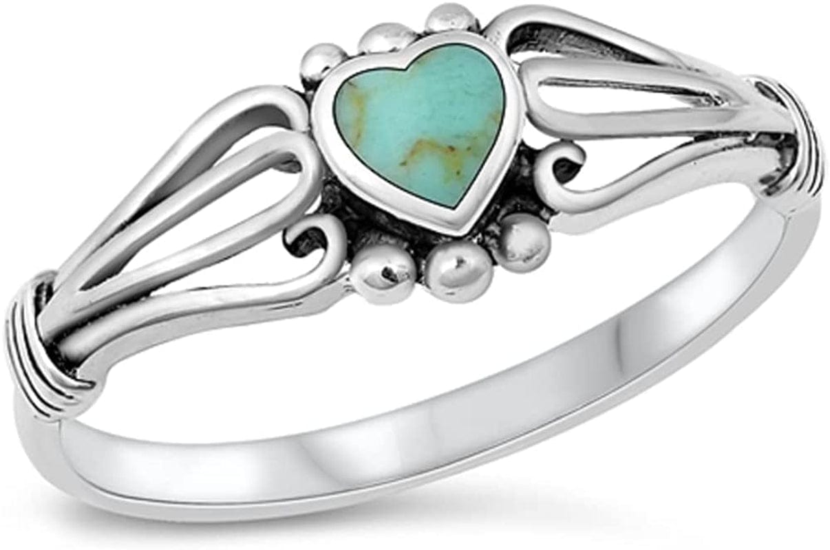 Closeoutwarehouse Heart of a Witch Simulated Onyx Designer Ring Sterling Silver 925 (Color Options) Turquoise / 9